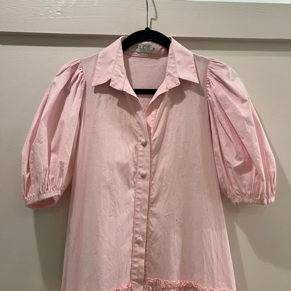 Kleid Pink Ruffle Sundress with Puff Sleeves - Picture 4 of 7